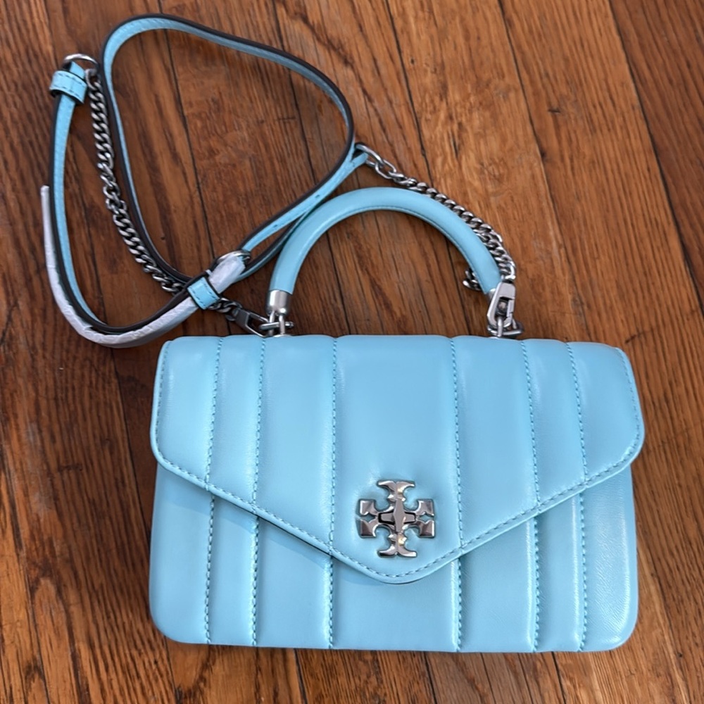 Tory Burch Light Blue Quilted Crossbody Satchel